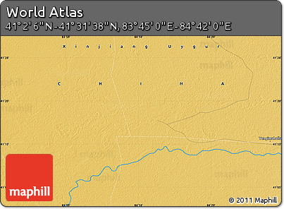 Physical Map of the Area around 41° 16' 52" N, 84° 13' 29" E