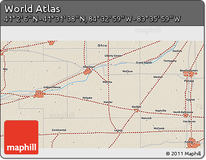 Shaded Relief 3D Map of the Area around 41° 16' 52" N, 84° 4' 29" W