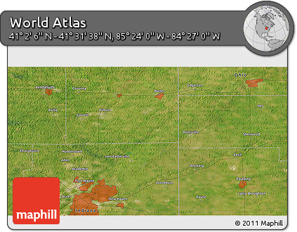 Satellite 3D Map of the Area around 41° 16' 52" N, 84° 55' 30" W