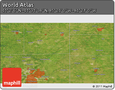 Satellite 3D Map of the Area around 41° 16' 52" N, 84° 55' 30" W