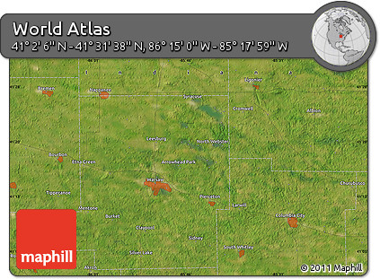Satellite Map of the Area around 41° 16' 52" N, 85° 46' 30" W