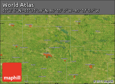 Satellite Map of the Area around 41° 16' 52" N, 85° 46' 30" W