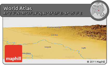 Physical Panoramic Map of the Area around 41° 16' 52" N, 86° 46' 30" E