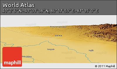 Physical Panoramic Map of the Area around 41° 16' 52" N, 86° 46' 30" E