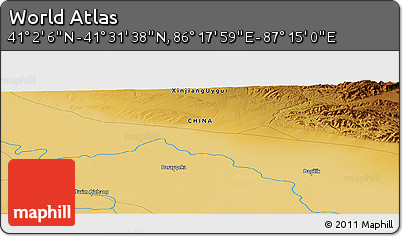 Physical Panoramic Map of the Area around 41° 16' 52" N, 86° 46' 30" E