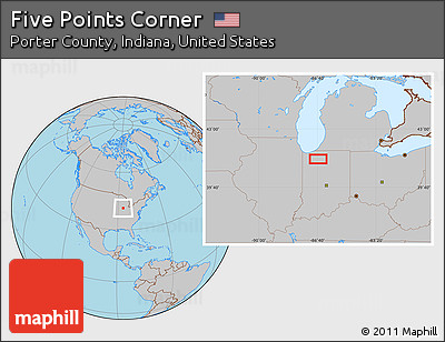 Gray Location Map of Five Points Corner
