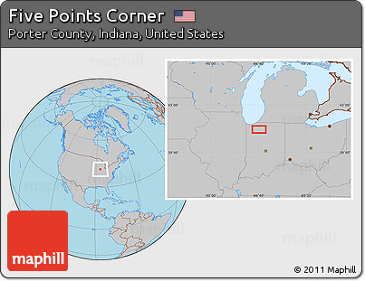 Gray Location Map of Five Points Corner