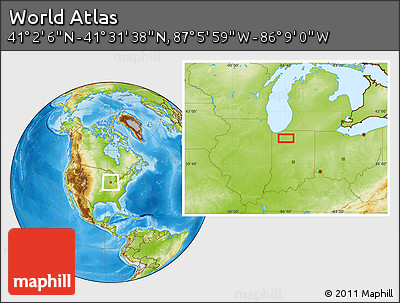 Physical Location Map of the Area around 41° 16' 52" N, 86° 37' 30" W