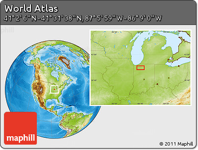 Physical Location Map of the Area around 41° 16' 52" N, 86° 37' 30" W