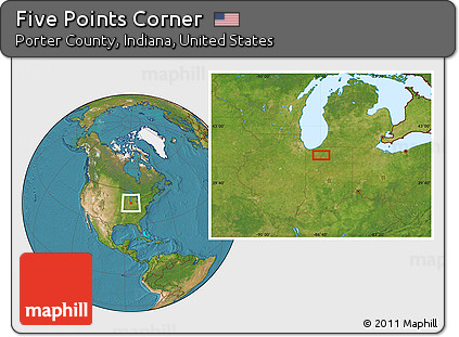 Satellite Location Map of Five Points Corner