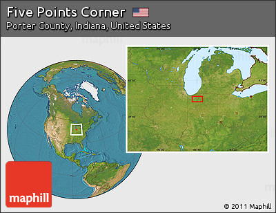Satellite Location Map of Five Points Corner
