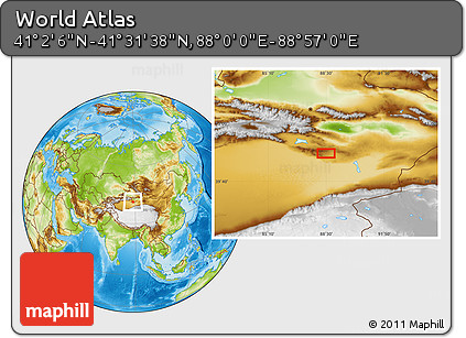Physical Location Map of the Area around 41° 16' 52" N, 88° 28' 29" E