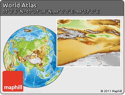 Physical Location Map of the Area around 41° 16' 52" N, 88° 28' 29" E