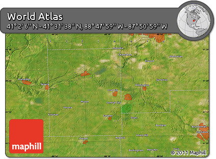 Satellite Map of the Area around 41° 16' 52" N, 88° 19' 29" W