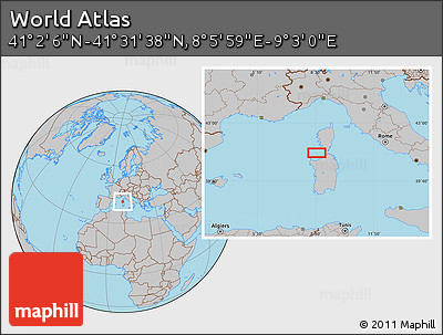 Gray Location Map of the Area around 41° 16' 52" N, 8° 34' 29" E