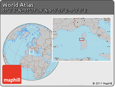 Gray Location Map of the Area around 41° 16' 52" N, 8° 34' 29" E