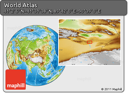 Physical Location Map of the Area around 41° 16' 52" N, 90° 10' 30" E