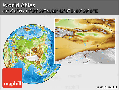 Physical Location Map of the Area around 41° 16' 52" N, 90° 10' 30" E