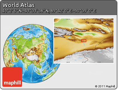 Physical Location Map of the Area around 41° 16' 52" N, 90° 10' 30" E