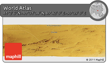 Physical Panoramic Map of the Area around 41° 16' 52" N, 90° 10' 30" E