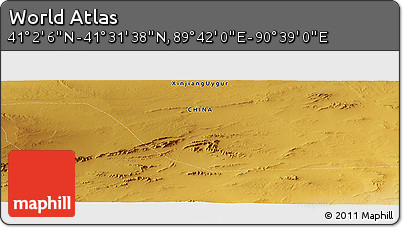 Physical Panoramic Map of the Area around 41° 16' 52" N, 90° 10' 30" E