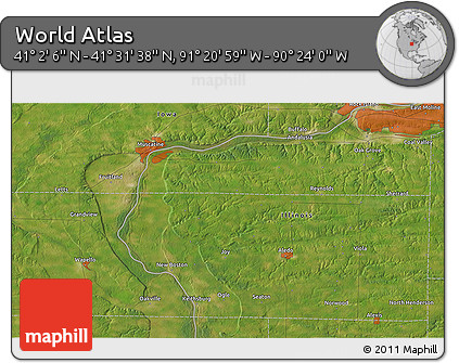 Satellite 3D Map of the Area around 41° 16' 52" N, 90° 52' 30" W