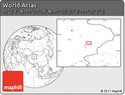 Blank Location Map of the Area around 41° 16' 52" N, 91° 1' 30" E