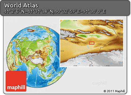 Physical Location Map of the Area around 41° 16' 52" N, 91° 1' 30" E