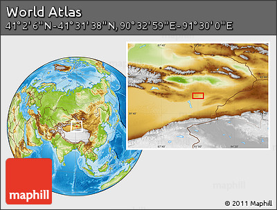 Physical Location Map of the Area around 41° 16' 52" N, 91° 1' 30" E