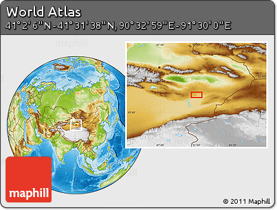 Physical Location Map of the Area around 41° 16' 52" N, 91° 1' 30" E