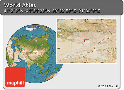 Satellite Location Map of the Area around 41° 16' 52" N, 91° 1' 30" E