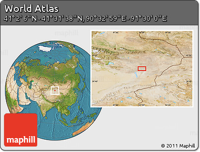 Satellite Location Map of the Area around 41° 16' 52" N, 91° 1' 30" E