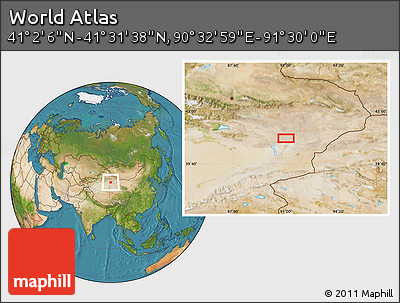 Satellite Location Map of the Area around 41° 16' 52" N, 91° 1' 30" E