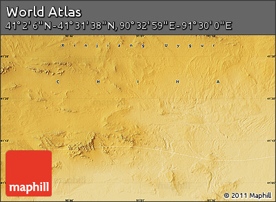 Physical Map of the Area around 41° 16' 52" N, 91° 1' 30" E