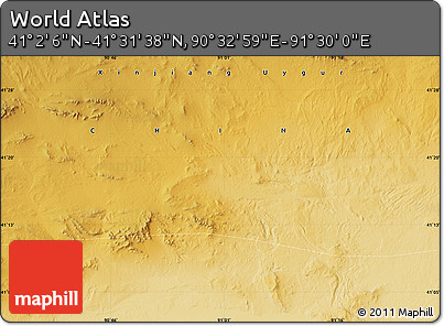 Physical Map of the Area around 41° 16' 52" N, 91° 1' 30" E
