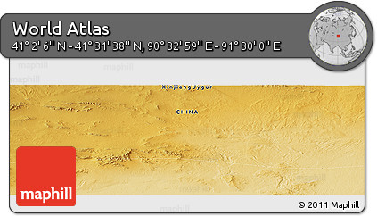 Physical Panoramic Map of the Area around 41° 16' 52" N, 91° 1' 30" E