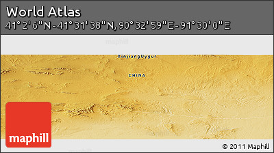 Physical Panoramic Map of the Area around 41° 16' 52" N, 91° 1' 30" E