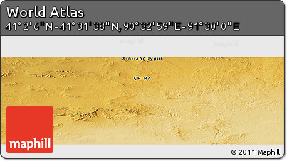 Physical Panoramic Map of the Area around 41° 16' 52" N, 91° 1' 30" E