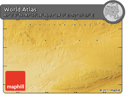 Physical Map of the Area around 41° 16' 52" N, 91° 52' 30" E