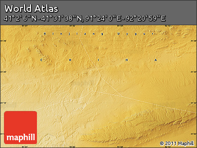 Physical Map of the Area around 41° 16' 52" N, 91° 52' 30" E