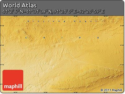 Physical Map of the Area around 41° 16' 52" N, 91° 52' 30" E