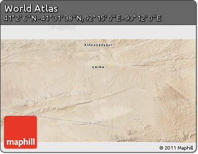 Satellite 3D Map of the Area around 41° 16' 52" N, 92° 43' 29" E