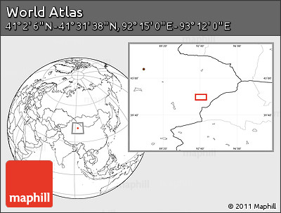 Blank Location Map of the Area around 41° 16' 52" N, 92° 43' 29" E