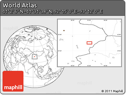 Blank Location Map of the Area around 41° 16' 52" N, 92° 43' 29" E