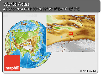 Physical Location Map of the Area around 41° 16' 52" N, 92° 43' 29" E