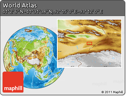 Physical Location Map of the Area around 41° 16' 52" N, 92° 43' 29" E