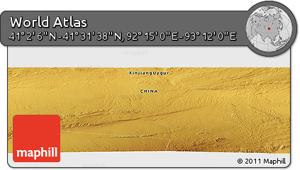 Physical Panoramic Map of the Area around 41° 16' 52" N, 92° 43' 29" E