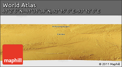 Physical Panoramic Map of the Area around 41° 16' 52" N, 92° 43' 29" E