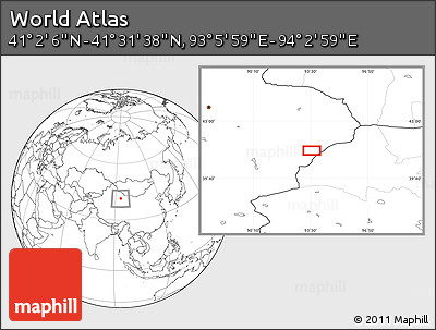 Blank Location Map of the Area around 41° 16' 52" N, 93° 34' 29" E