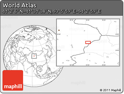 Blank Location Map of the Area around 41° 16' 52" N, 93° 34' 29" E